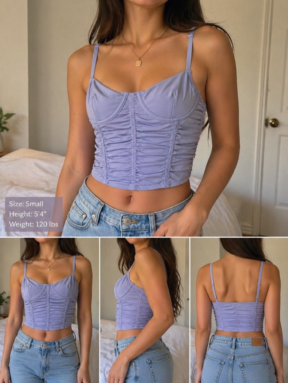 Ruched Underwire Crop Top blue.
